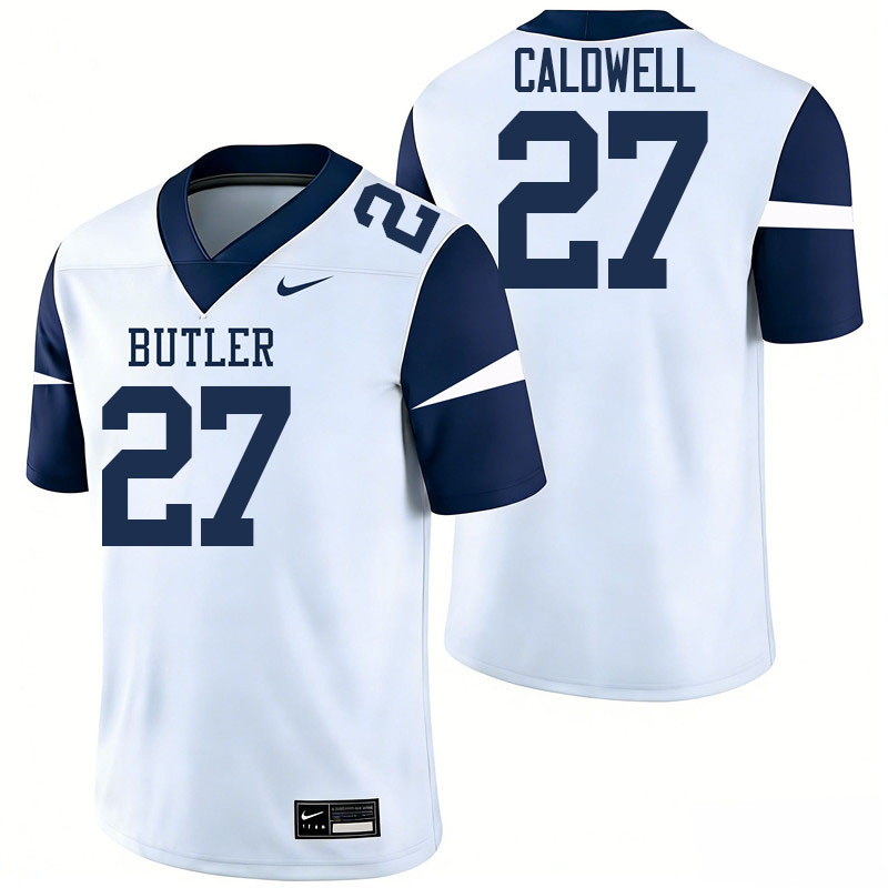 Butler Bulldogs #27 Griffin Caldwell College Football Jerseys,Uniforms-White